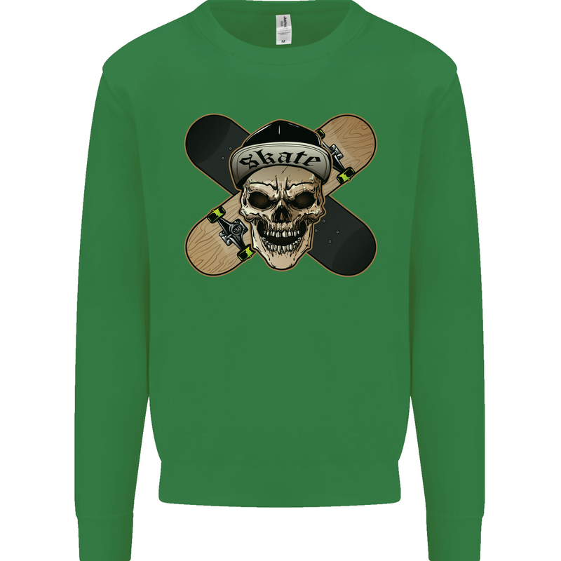 Skateboard Skull Skateboarding Mens Sweatshirt Jumper Irish Green