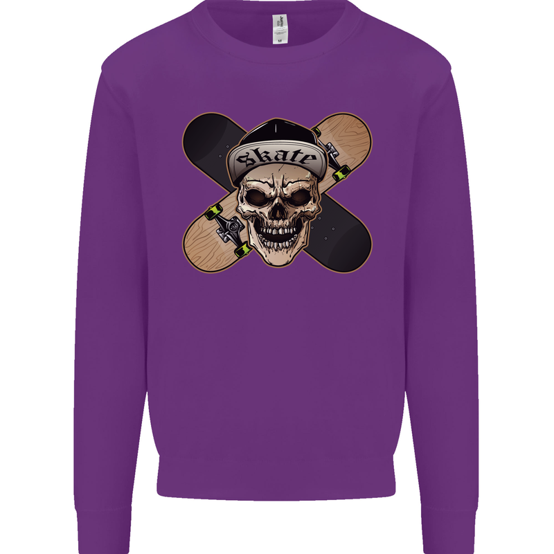 Skateboard Skull Skateboarding Mens Sweatshirt Jumper Purple