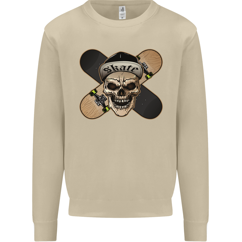 Skateboard Skull Skateboarding Mens Sweatshirt Jumper Sand