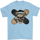 Skateboard Skull Skateboarding Mens T-Shirt Cotton Gildan Light Blue