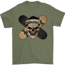 Skateboard Skull Skateboarding Mens T-Shirt Cotton Gildan Military Green