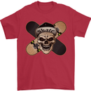 Skateboard Skull Skateboarding Mens T-Shirt Cotton Gildan Red