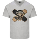 Skateboard Skull Skateboarding Mens V-Neck Cotton T-Shirt Sports Grey