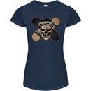 Skateboard Skull Skateboarding Womens Petite Cut T-Shirt Navy Blue