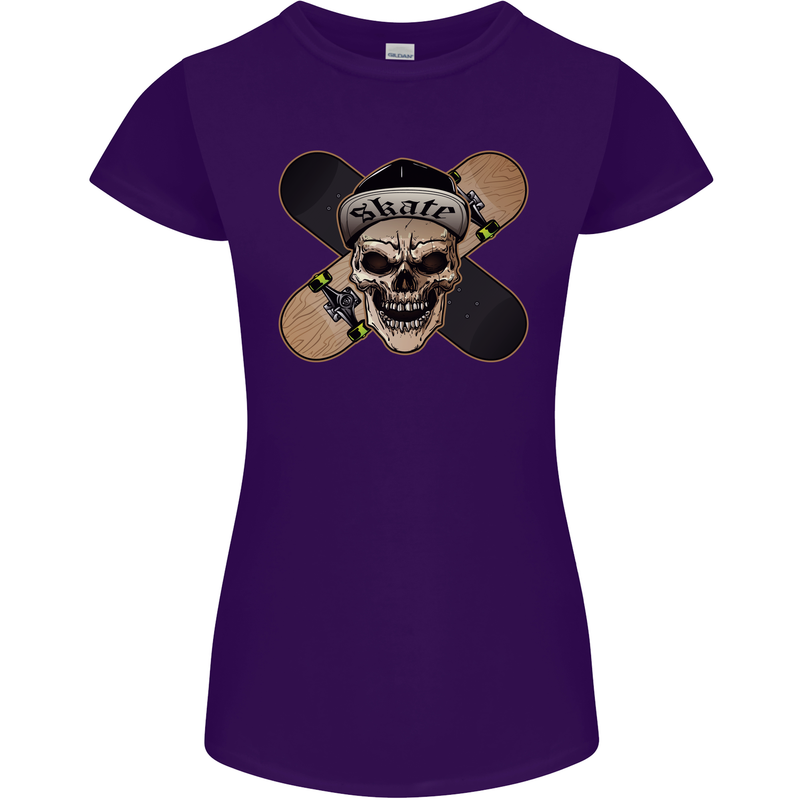 Skateboard Skull Skateboarding Womens Petite Cut T-Shirt Purple