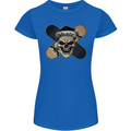 Skateboard Skull Skateboarding Womens Petite Cut T-Shirt Royal Blue
