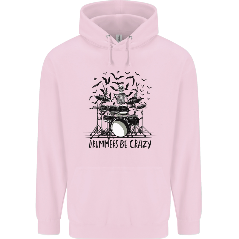 Skeleton Drummer Be Crazy Drumming Drum Childrens Kids Hoodie Light Pink
