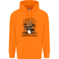 Skeleton Drummer Be Crazy Drumming Drum Childrens Kids Hoodie Orange