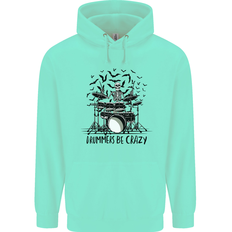 Skeleton Drummer Be Crazy Drumming Drum Childrens Kids Hoodie Peppermint