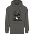 Skeleton Drummer Be Crazy Drumming Drum Childrens Kids Hoodie Storm Grey