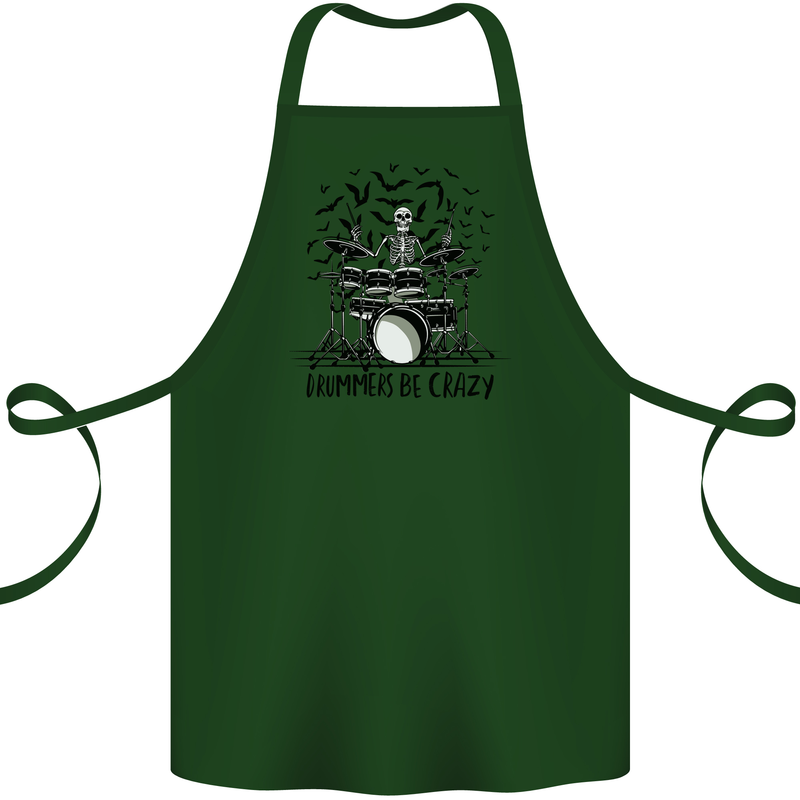 Skeleton Drummer Be Crazy Drumming Drum Cotton Apron 100% Organic Forest Green