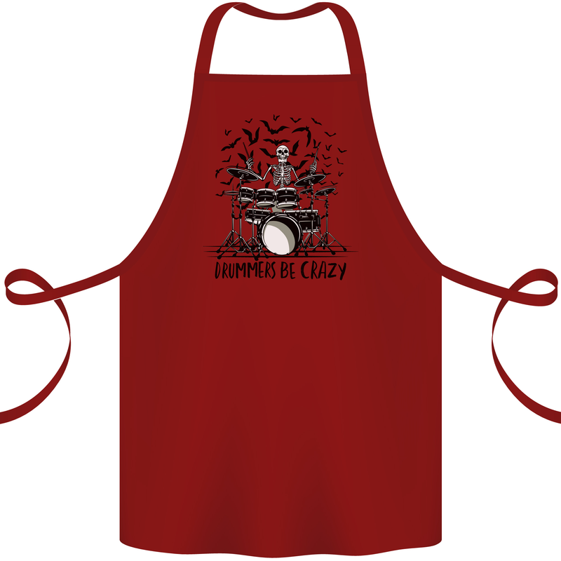 Skeleton Drummer Be Crazy Drumming Drum Cotton Apron 100% Organic Maroon