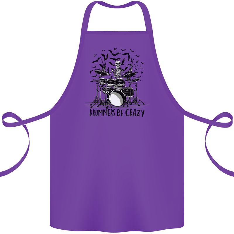 Skeleton Drummer Be Crazy Drumming Drum Cotton Apron 100% Organic Purple