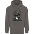Skeleton Drummer Be Crazy Drumming Drum Mens 80% Cotton Hoodie Charcoal