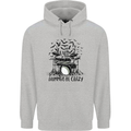 Skeleton Drummer Be Crazy Drumming Drum Mens 80% Cotton Hoodie Sports Grey