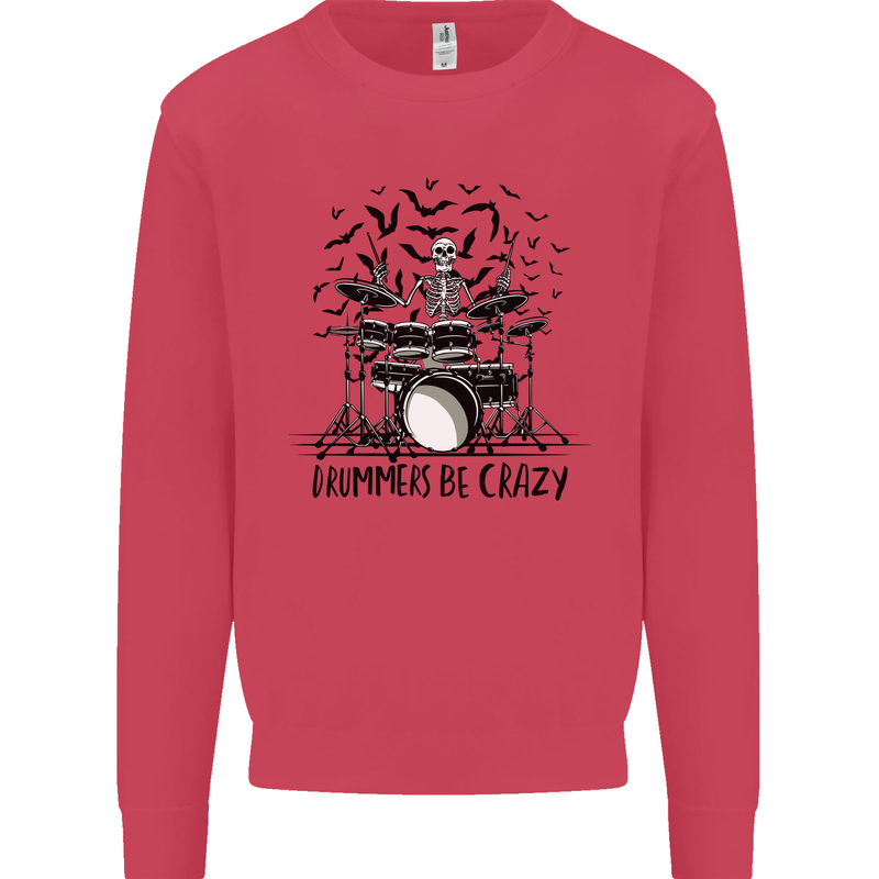 Skeleton Drummer Be Crazy Drumming Drum Mens Sweatshirt Jumper Heliconia