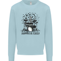 Skeleton Drummer Be Crazy Drumming Drum Mens Sweatshirt Jumper Light Blue