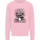 Skeleton Drummer Be Crazy Drumming Drum Mens Sweatshirt Jumper Light Pink