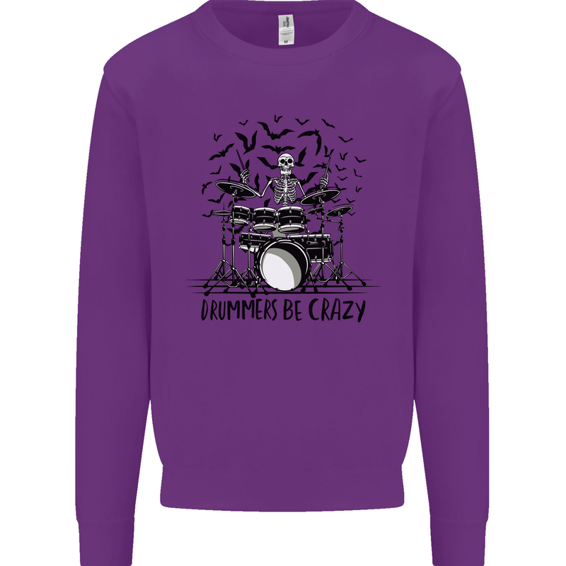 Skeleton Drummer Be Crazy Drumming Drum Mens Sweatshirt Jumper Purple