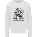 Skeleton Drummer Be Crazy Drumming Drum Mens Sweatshirt Jumper White