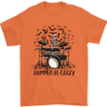 Skeleton Drummer Be Crazy Drumming Drum Mens T-Shirt Cotton Gildan Orange