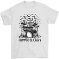 Skeleton Drummer Be Crazy Drumming Drum Mens T-Shirt Cotton Gildan White