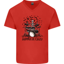 Skeleton Drummer Be Crazy Drumming Drum Mens V-Neck Cotton T-Shirt Red