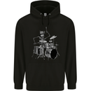 Skeleton Drummer Childrens Kids Hoodie Black