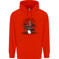 Skeleton Drummer Drumming Drum Skull Funny Childrens Kids Hoodie Bright Red