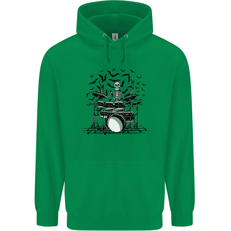 Skeleton Drummer Drumming Drum Skull Funny Childrens Kids Hoodie Irish Green