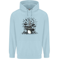 Skeleton Drummer Drumming Drum Skull Funny Childrens Kids Hoodie Light Blue