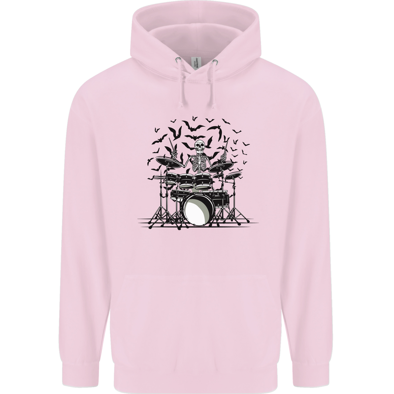 Skeleton Drummer Drumming Drum Skull Funny Childrens Kids Hoodie Light Pink