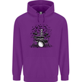 Skeleton Drummer Drumming Drum Skull Funny Childrens Kids Hoodie Purple
