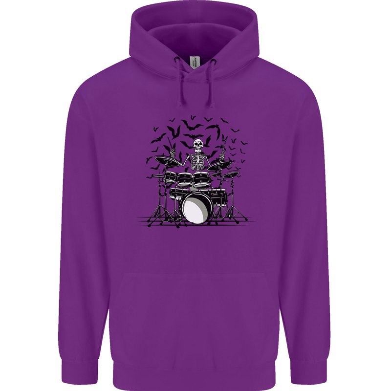Skeleton Drummer Drumming Drum Skull Funny Childrens Kids Hoodie Purple