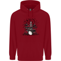 Skeleton Drummer Drumming Drum Skull Funny Childrens Kids Hoodie Red
