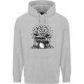 Skeleton Drummer Drumming Drum Skull Funny Childrens Kids Hoodie Sports Grey