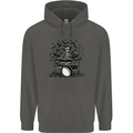 Skeleton Drummer Drumming Drum Skull Funny Childrens Kids Hoodie Storm Grey