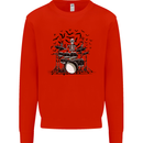 Skeleton Drummer Drumming Drum Skull Funny Kids Sweatshirt Jumper Bright Red