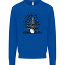Skeleton Drummer Drumming Drum Skull Funny Kids Sweatshirt Jumper Royal Blue