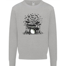 Skeleton Drummer Drumming Drum Skull Funny Kids Sweatshirt Jumper Sports Grey