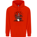 Skeleton Drummer Drumming Drum Skull Funny Mens 80% Cotton Hoodie Bright Red
