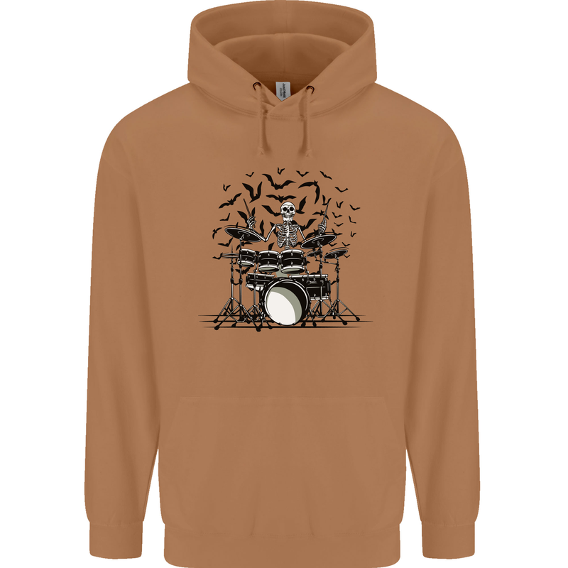 Skeleton Drummer Drumming Drum Skull Funny Mens 80% Cotton Hoodie Caramel Latte