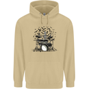Skeleton Drummer Drumming Drum Skull Funny Mens 80% Cotton Hoodie Sand