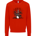 Skeleton Drummer Drumming Drum Skull Funny Mens Sweatshirt Jumper Bright Red