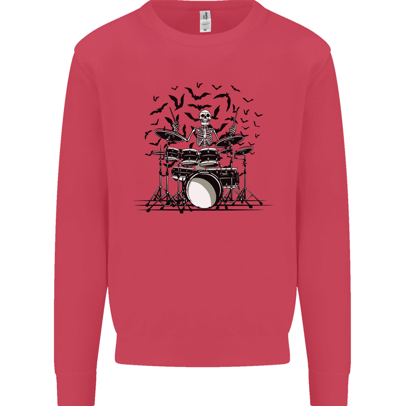 Skeleton Drummer Drumming Drum Skull Funny Mens Sweatshirt Jumper Heliconia