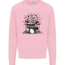 Skeleton Drummer Drumming Drum Skull Funny Mens Sweatshirt Jumper Light Pink