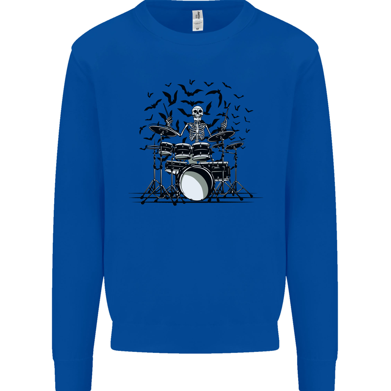 Skeleton Drummer Drumming Drum Skull Funny Mens Sweatshirt Jumper Royal Blue