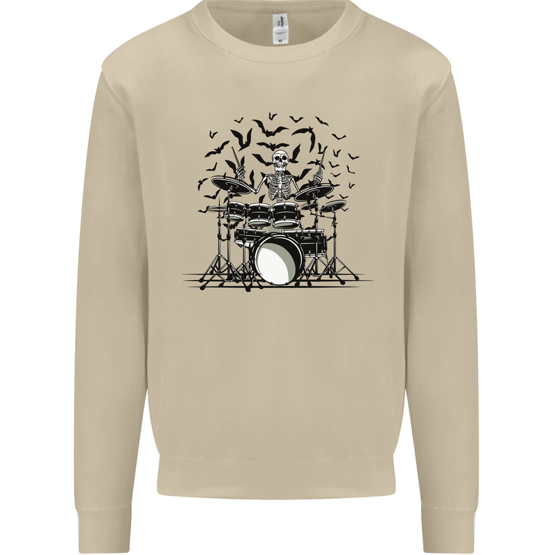 Skeleton Drummer Drumming Drum Skull Funny Mens Sweatshirt Jumper Sand