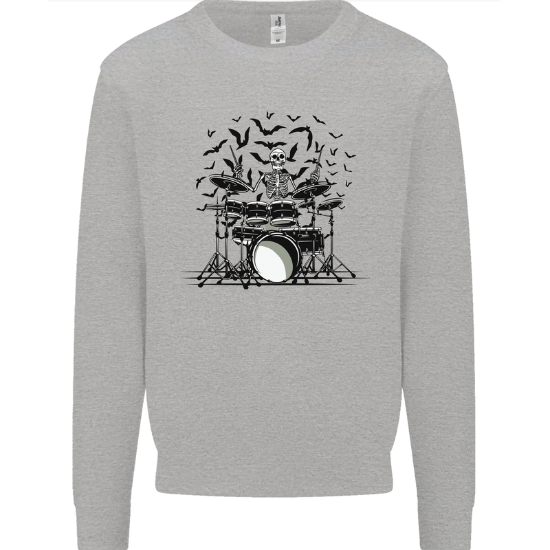 Skeleton Drummer Drumming Drum Skull Funny Mens Sweatshirt Jumper Sports Grey
