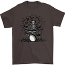 Skeleton Drummer Drumming Drum Skull Funny Mens T-Shirt Cotton Gildan Dark Chocolate